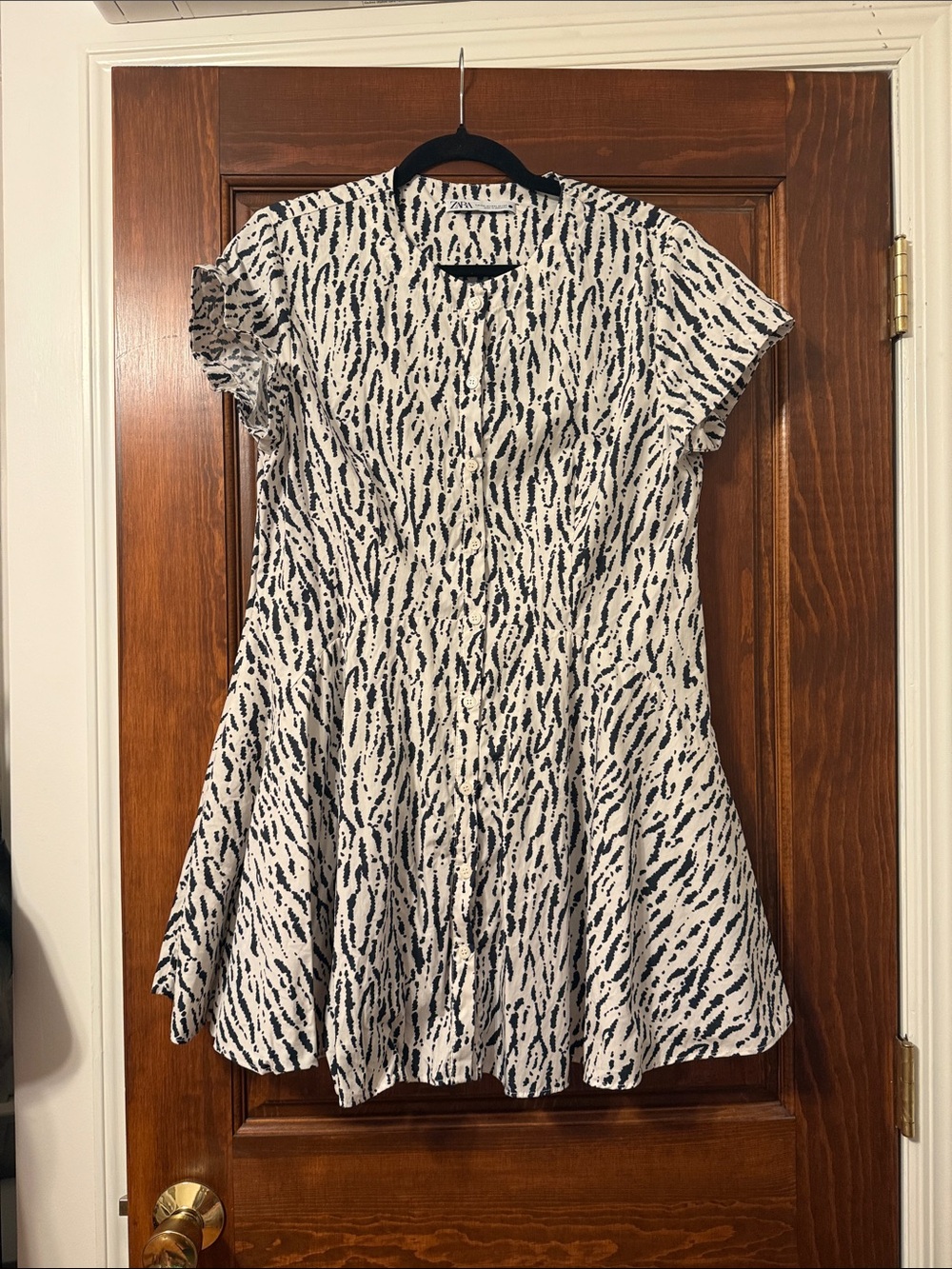 Zara Black and White Abstract Print Dress